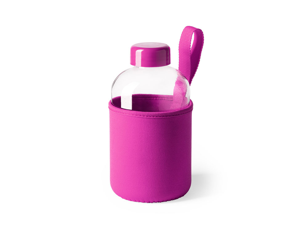 Бутылка стеклянная KASTER в неопреновом чехле, 600 мл, фуксия-0