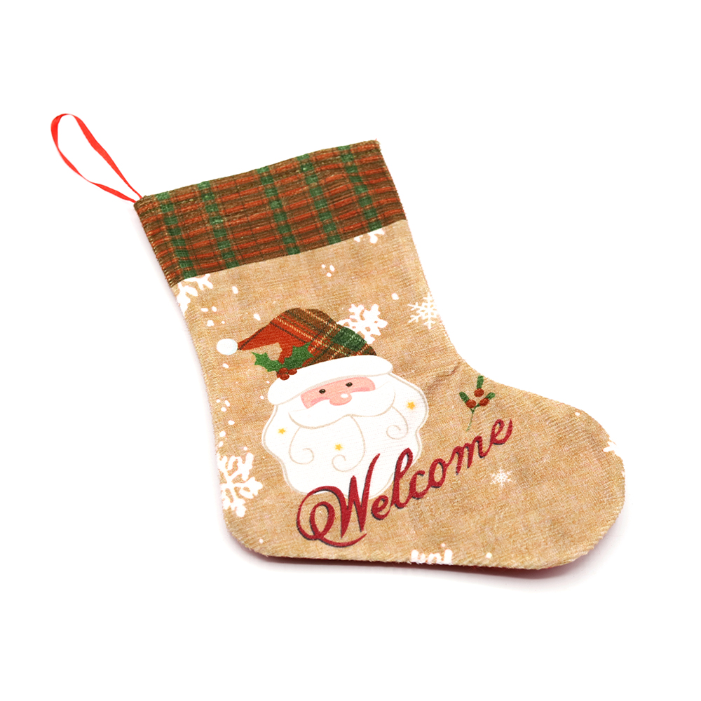 Сапожок подарочный новогодний №3 (дед мороз коричнево-белый), Коричнево-белый-0