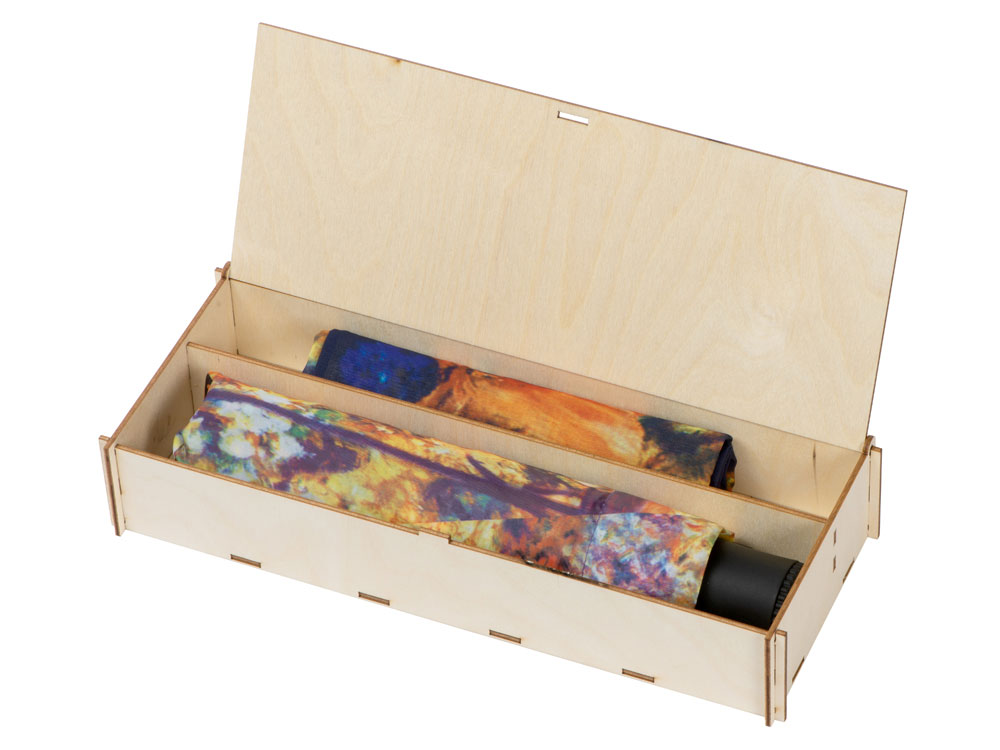 Набор: платок, складной зонт Ренуар. Терраса, синий/желтый-0