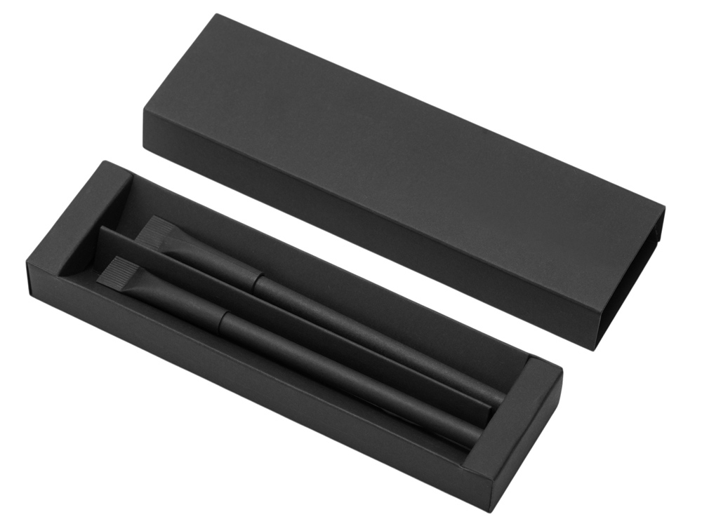 Набор из ручки и вечного карандаша из переработанной бумаги Recycled Duo, черный-1