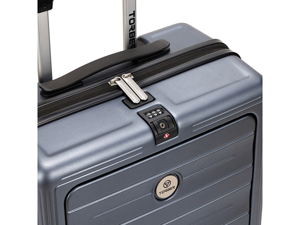 Чемодан TORBER БАЙКАЛ, тёмно-серый металлик, поликарбонат, 37,5 x 20 х 54 см, 37 л-7