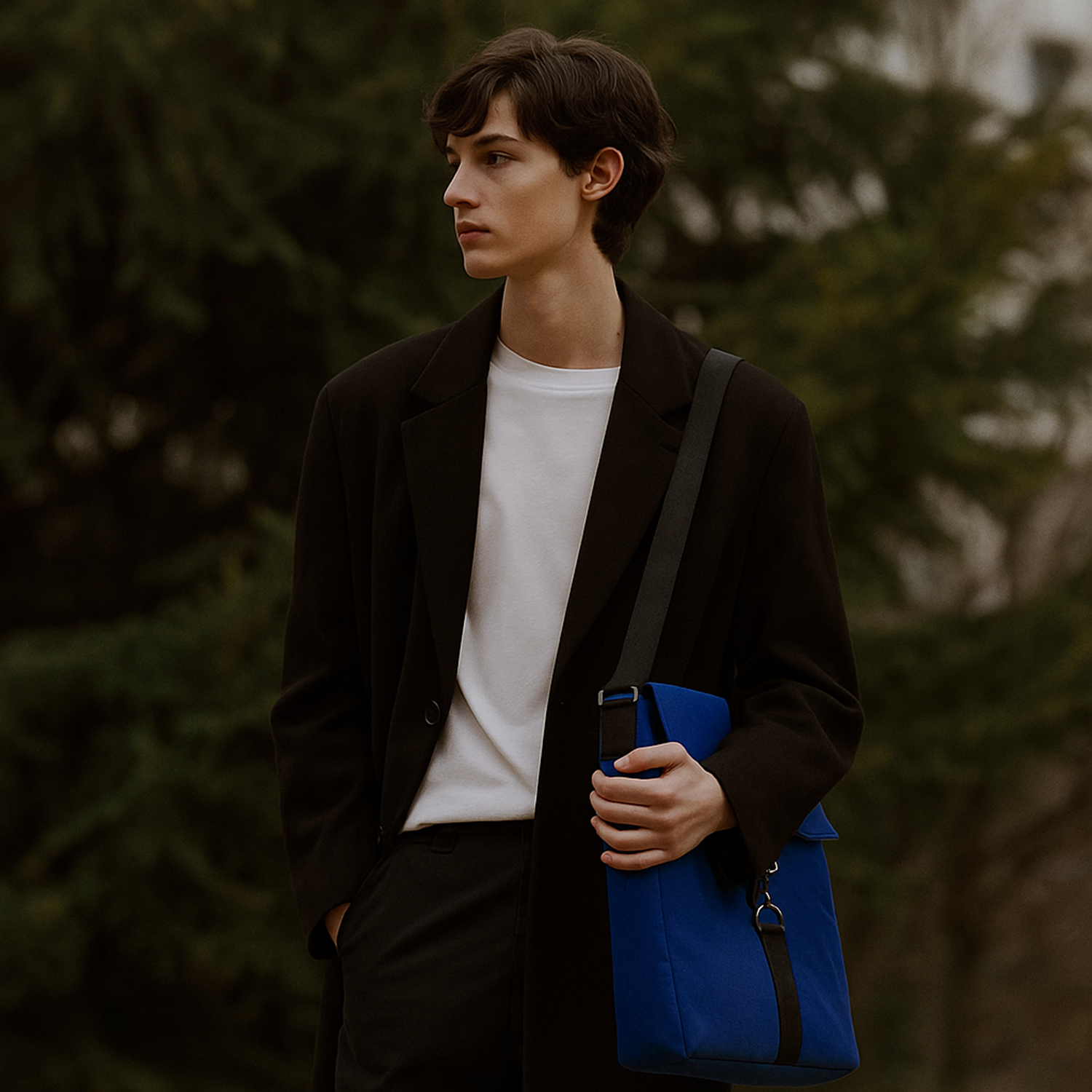 Шоппер Superbag Companion, с тремя отделениями, боковым креплением (карабин) и карманом (синий с черным)-11