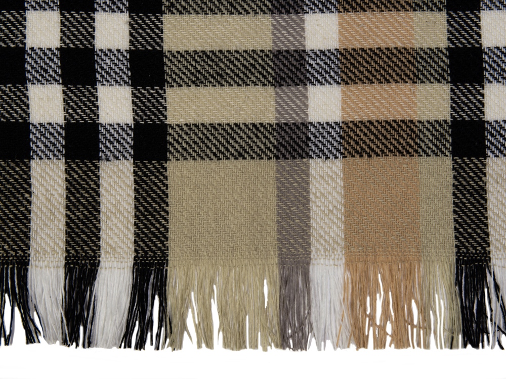 Плед Liner с бахромой, 140*205 см., бежевый с черным-1