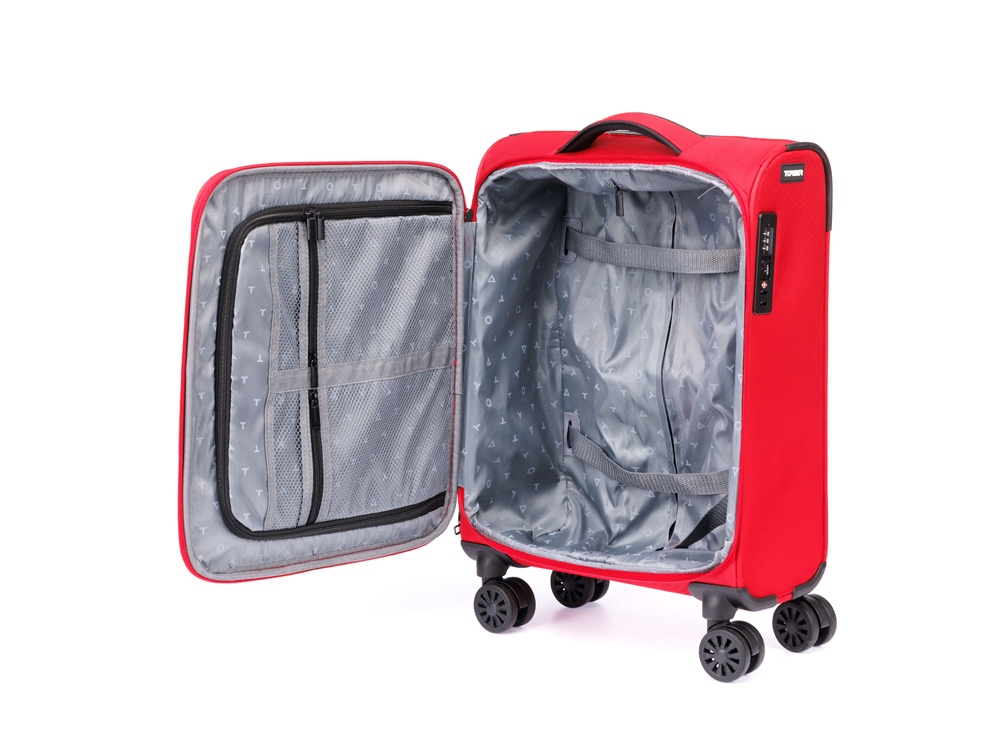 Чемодан TORBER Brosno, красный, нейлон 600D, 36,5 х 14 х 54 см, 32 л-3