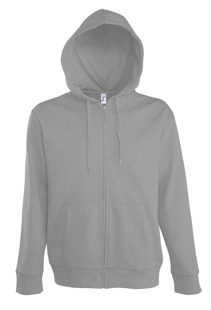 Толстовка мужская на молнии с капюшоном Seven Men, серый меланж-1