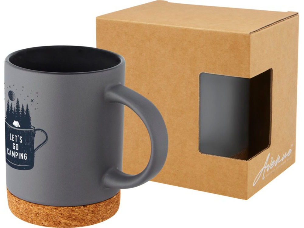 Neiva Керамическая кружка объемом 425 мл с пробковым основанием, серый-6