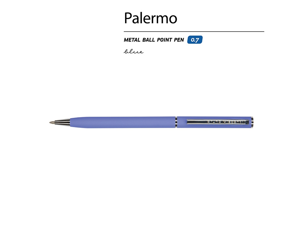 Ручка шариковая автоматическая BrunoVisconti® PALERMO цвет корпуса фиолетовый, soft-touch, 0.7 мм-1