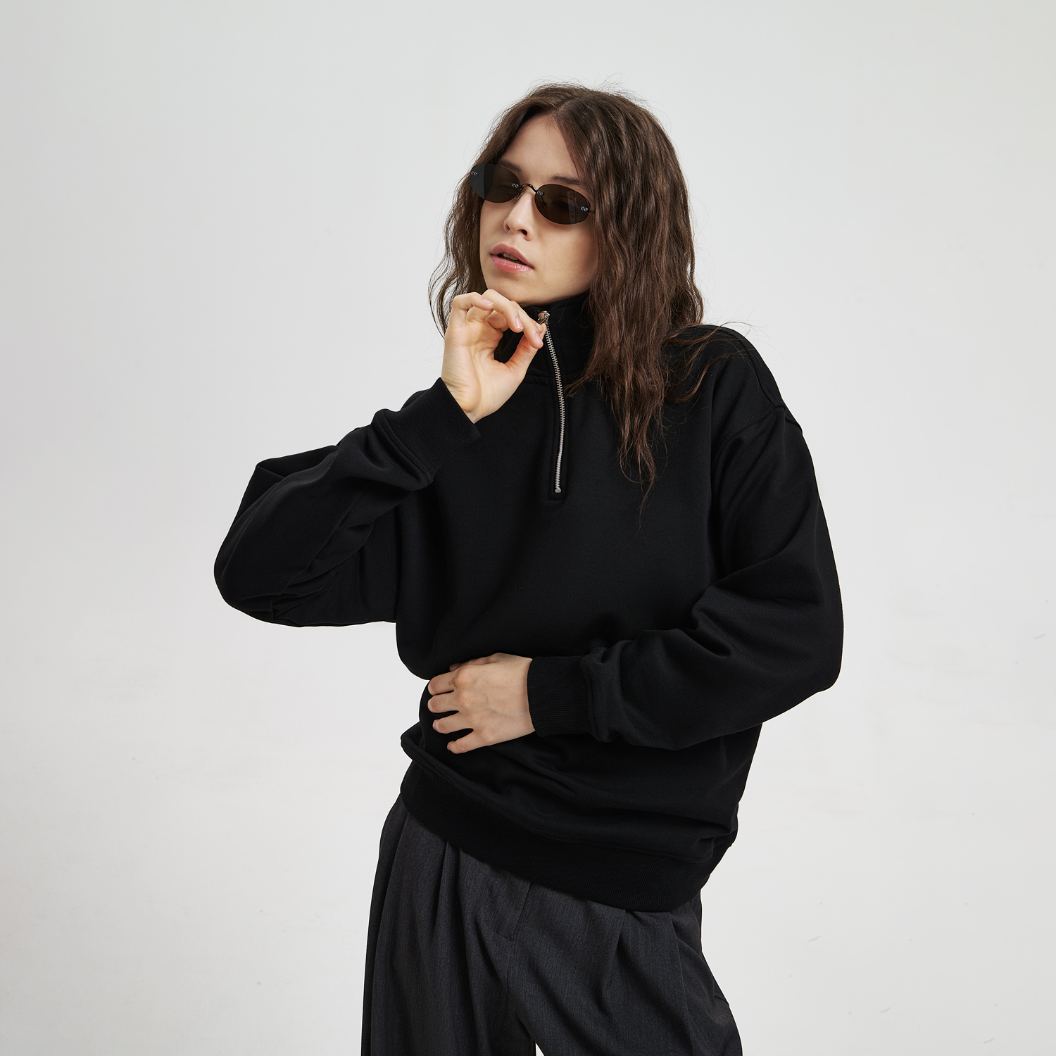 Толстовка на молнии унисекс FLOW, черная-2