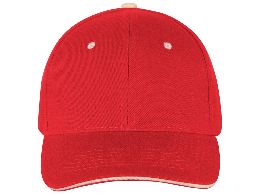 Бейсболка New Castle 6-ти панельная, красный/натуральный-4