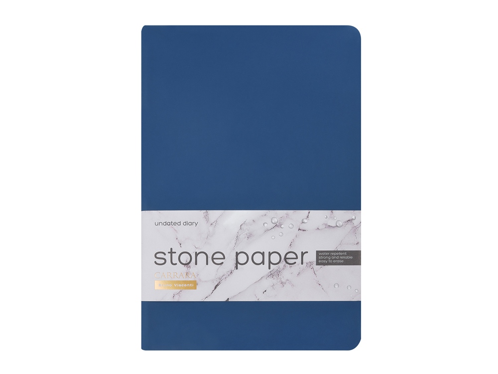 Ежедневник с каменной бумагой недатированный А5 Carrara, темно-синий-1