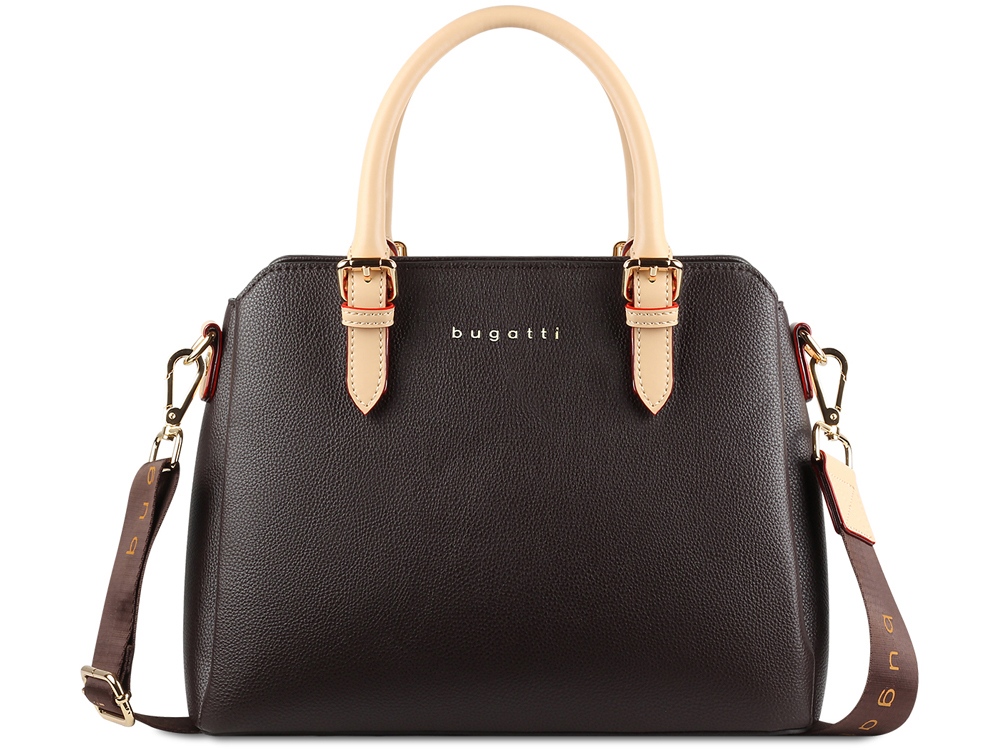 Сумка женская BUGATTI Ella, тёмно-коричневая, полиуретан, 30х12х23 см-1