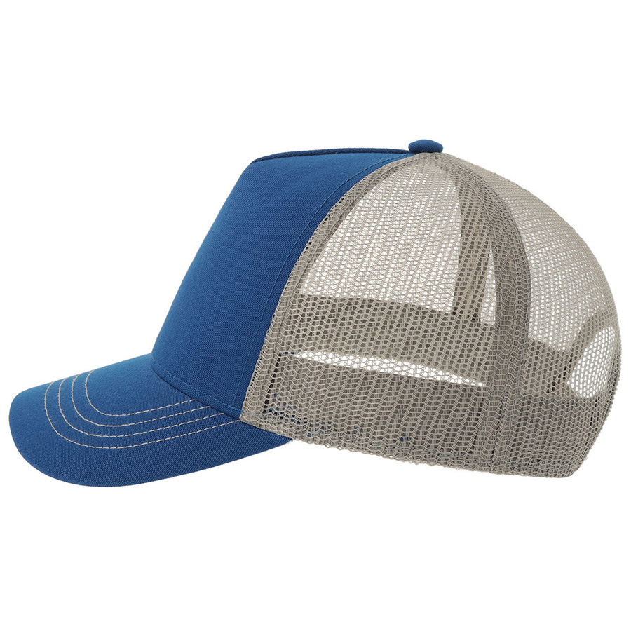 Бейсболка RAPPER CANVAS-S, 5 клиньев, пластиковая застёжка, ярко-синий, серый-3