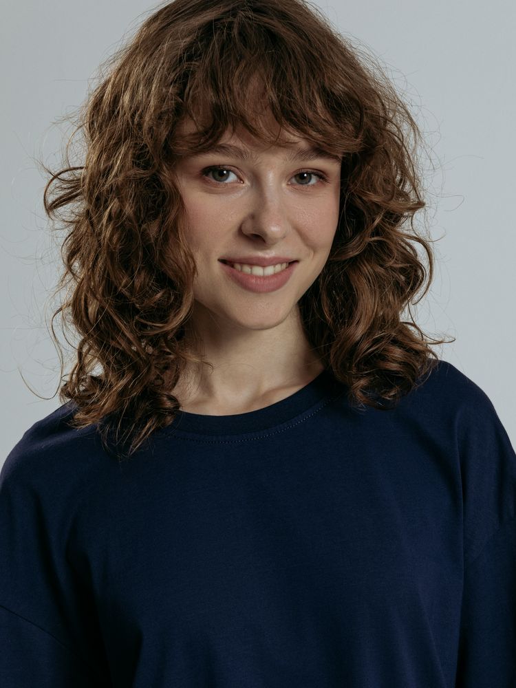 Футболка оверсайз унисекс Base Space, темно-синяя-5