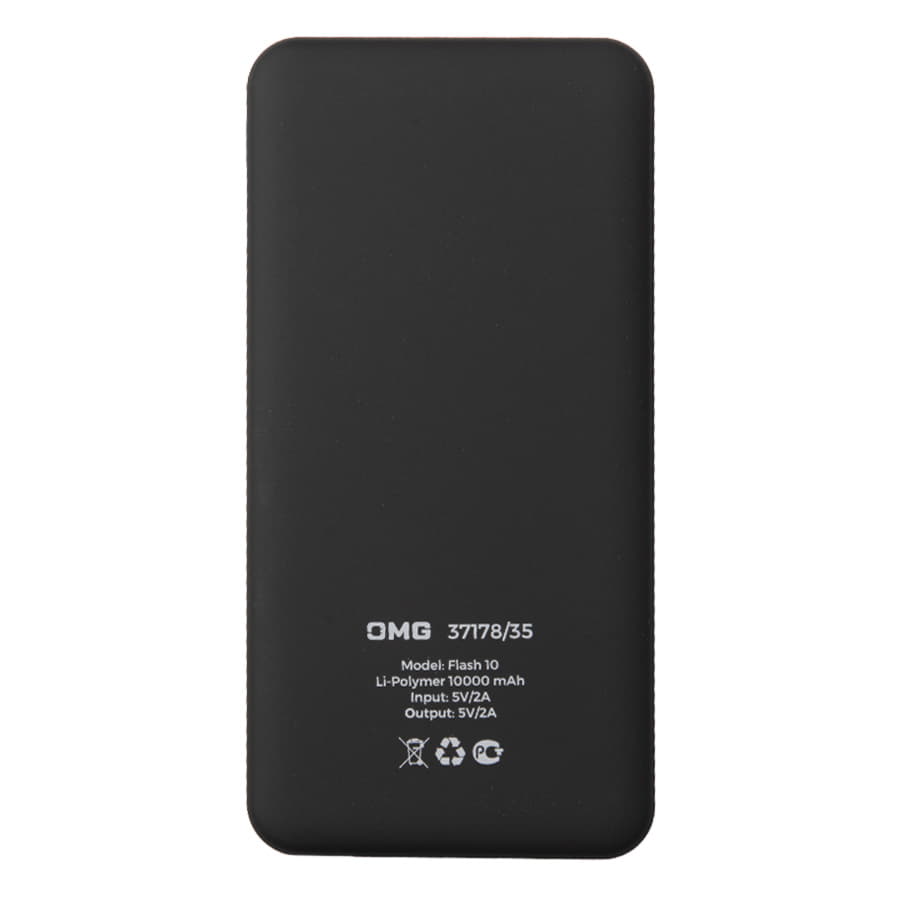 Универсальный аккумулятор Flash 10 (10000 мАч) с подсветкой и soft touch,черный,13,7х6,87х1,55мм, черный-3