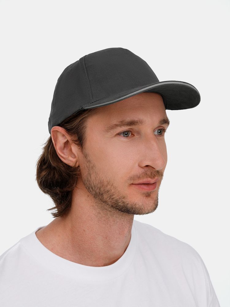 Бейсболка Long Beach, темно-серая со светло-серым-4