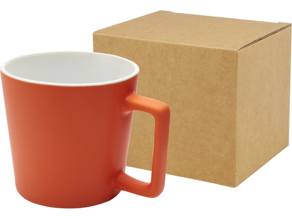 Cali Керамическая кружка объемом 370 мл с матовой отделкой - Оранжевый-0