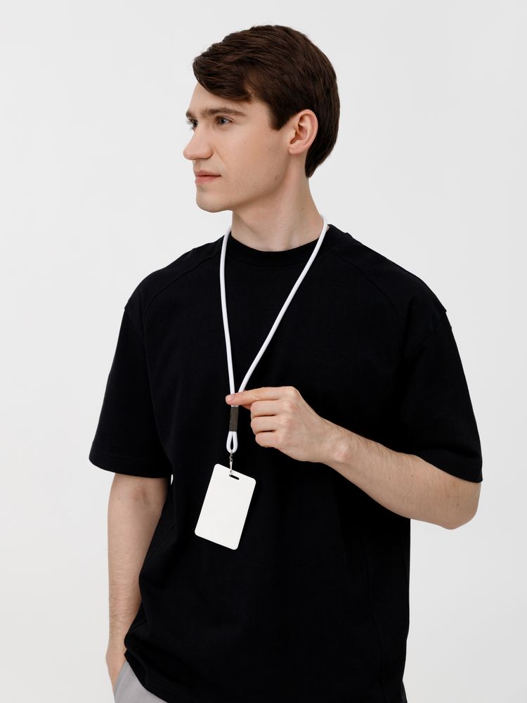 Шнурок для бейджа Tube Metal, белый-3