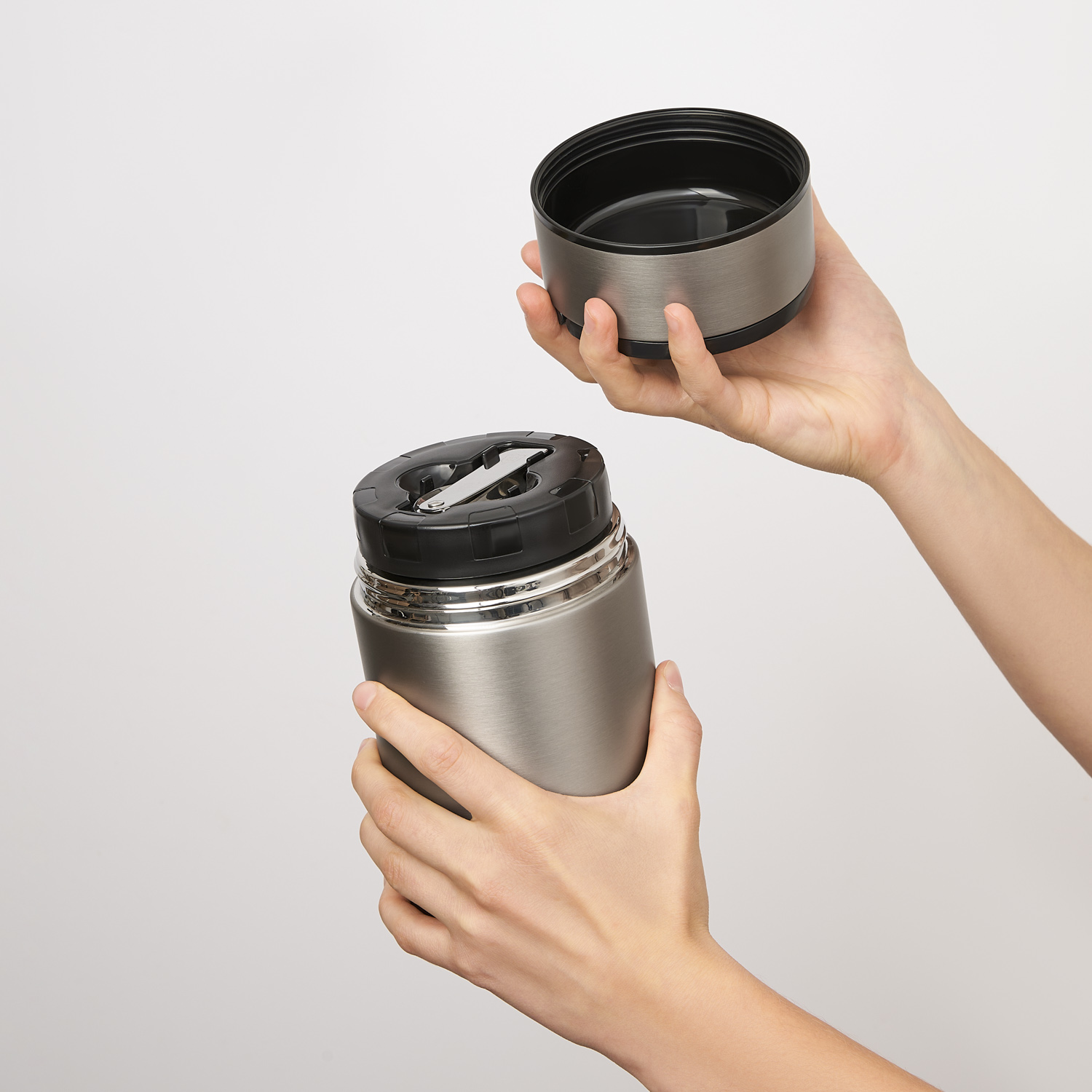 Термос для еды Бенто (Bento), серебряный-10