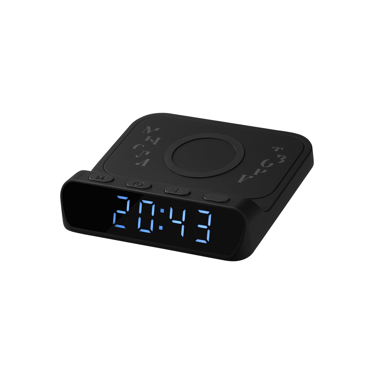 Зарядная станция с часами 15W Rigel, черная-6