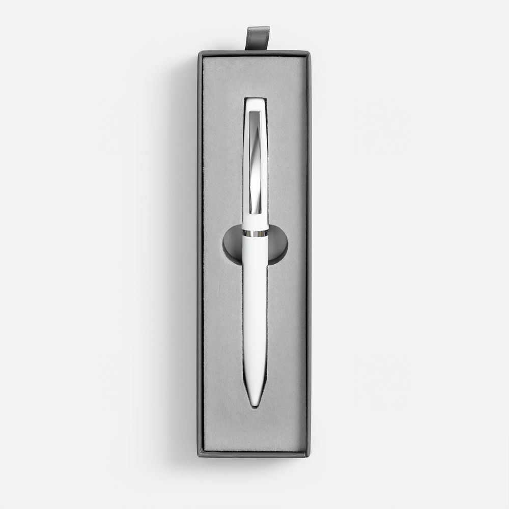 Ручка шариковая Bolt Soft Touch в футляре, белая-1