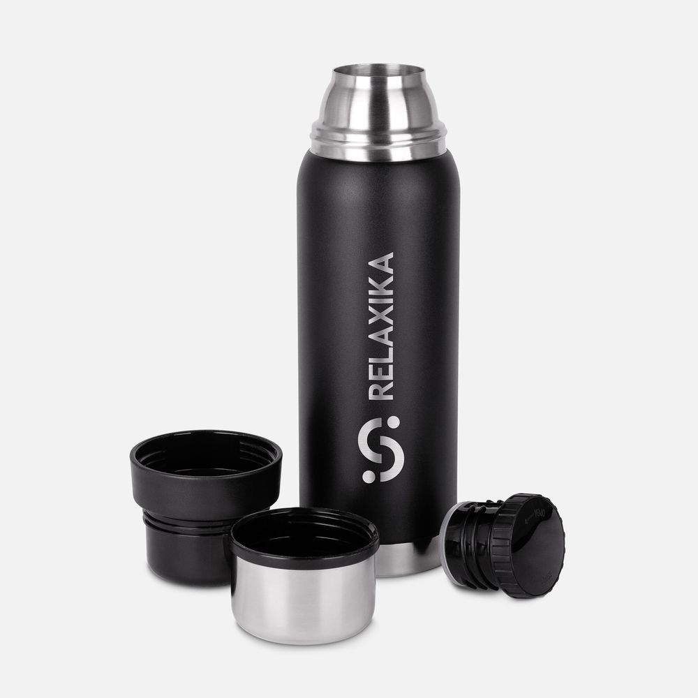 Термос Relaxika 750 со стикерпаком, черный-1