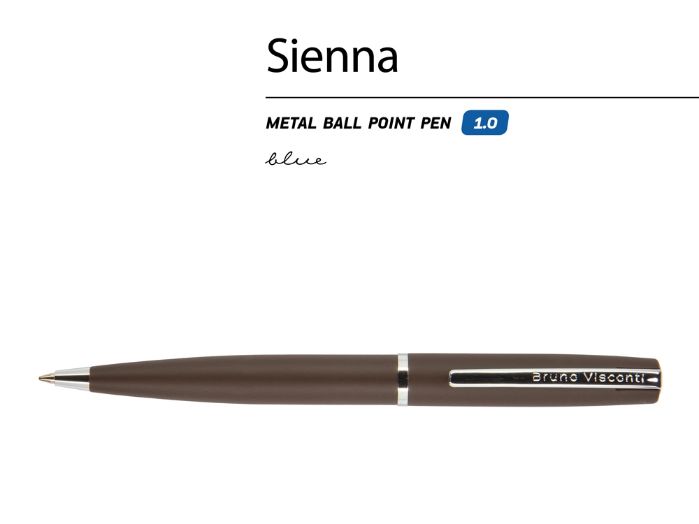 Ручка Sienna шариковая  автоматическая, коричневый металлический корпус, 1.0 мм, синяя-1