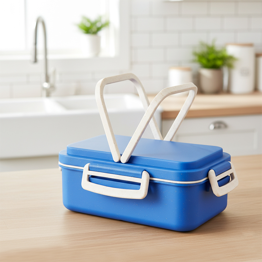 Ланчбокс (контейнер для еды) Inar из пшеничного волокна, Синий.-4