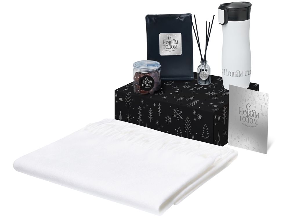 Подарочный набор с палантином и термокружкой, белый-0