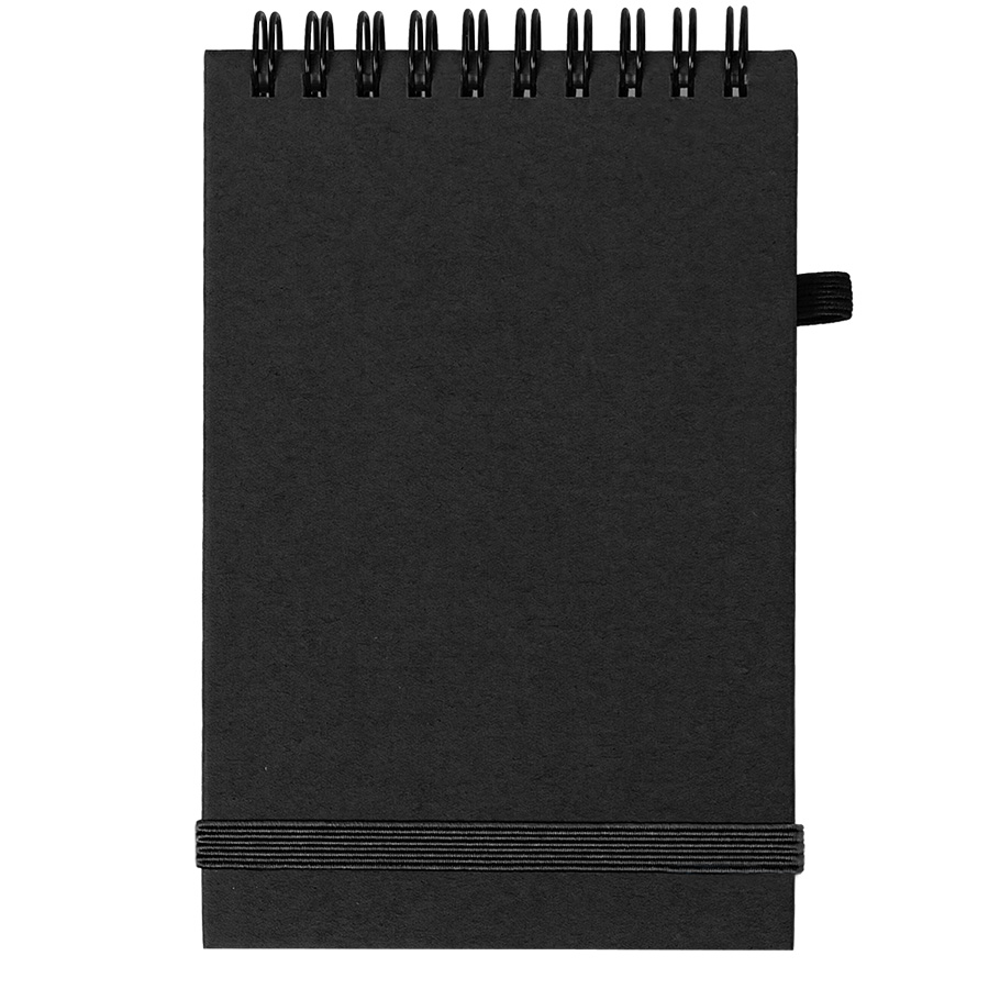 Блокнот на спирали MEMO, размер 95х145 мм, черный, блок в клетку, черный-1