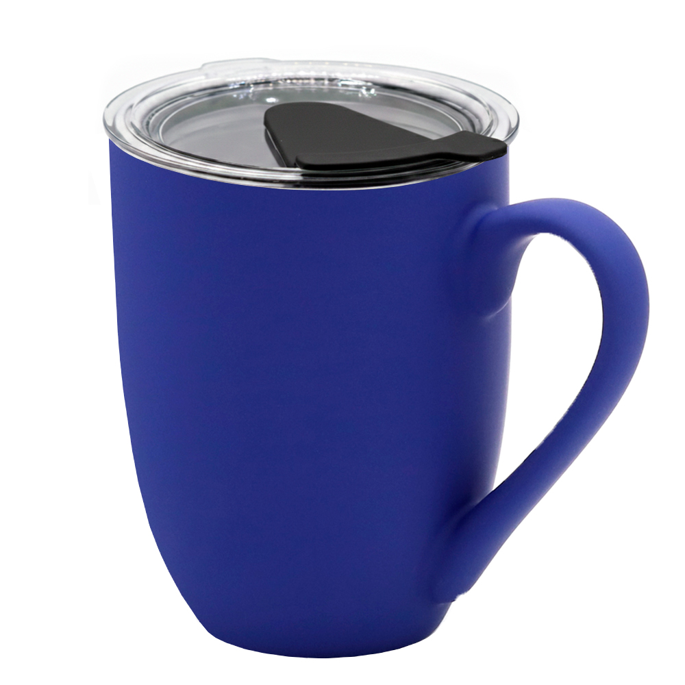 Кружка с крышкой Velvet Duo, Темно-синий/ черный-0