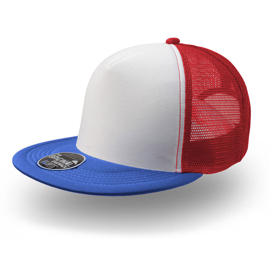 Бейсболка SNAP 90S, 5 клиньев, пластиковая застежка, красный, синий-0