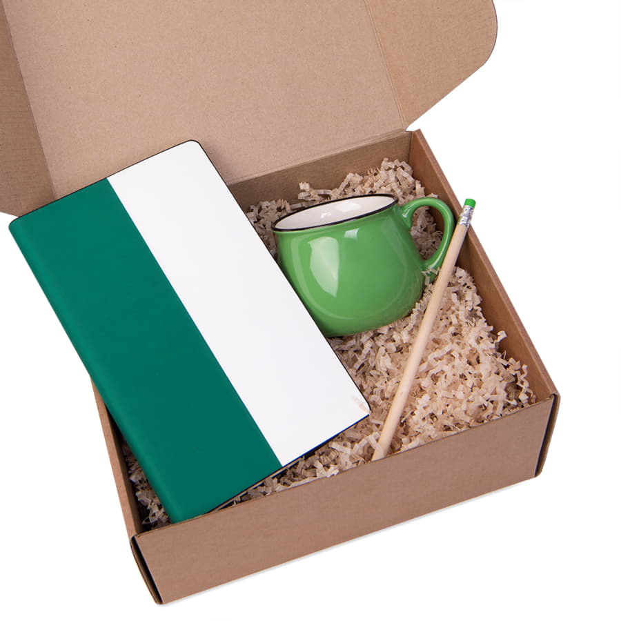 Подарочный набор LAST SUMMER: бизнес-блокнот, кружка, карандаш чернографитный, зеленый, белый, зеленый-1