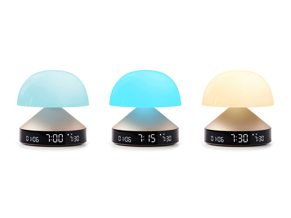 Светильник с часами и световым будильником Mina Sunrise, золотистый-16