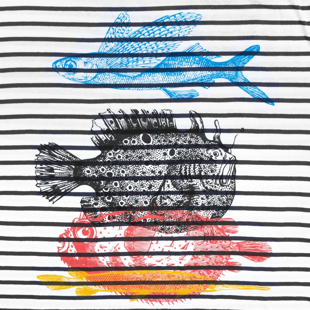 Футболка женская «Морские обитатели», белая с темно-синим-3