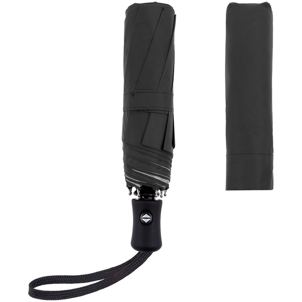 Зонт складной Manifest Color со светоотражающим куполом, черный-2