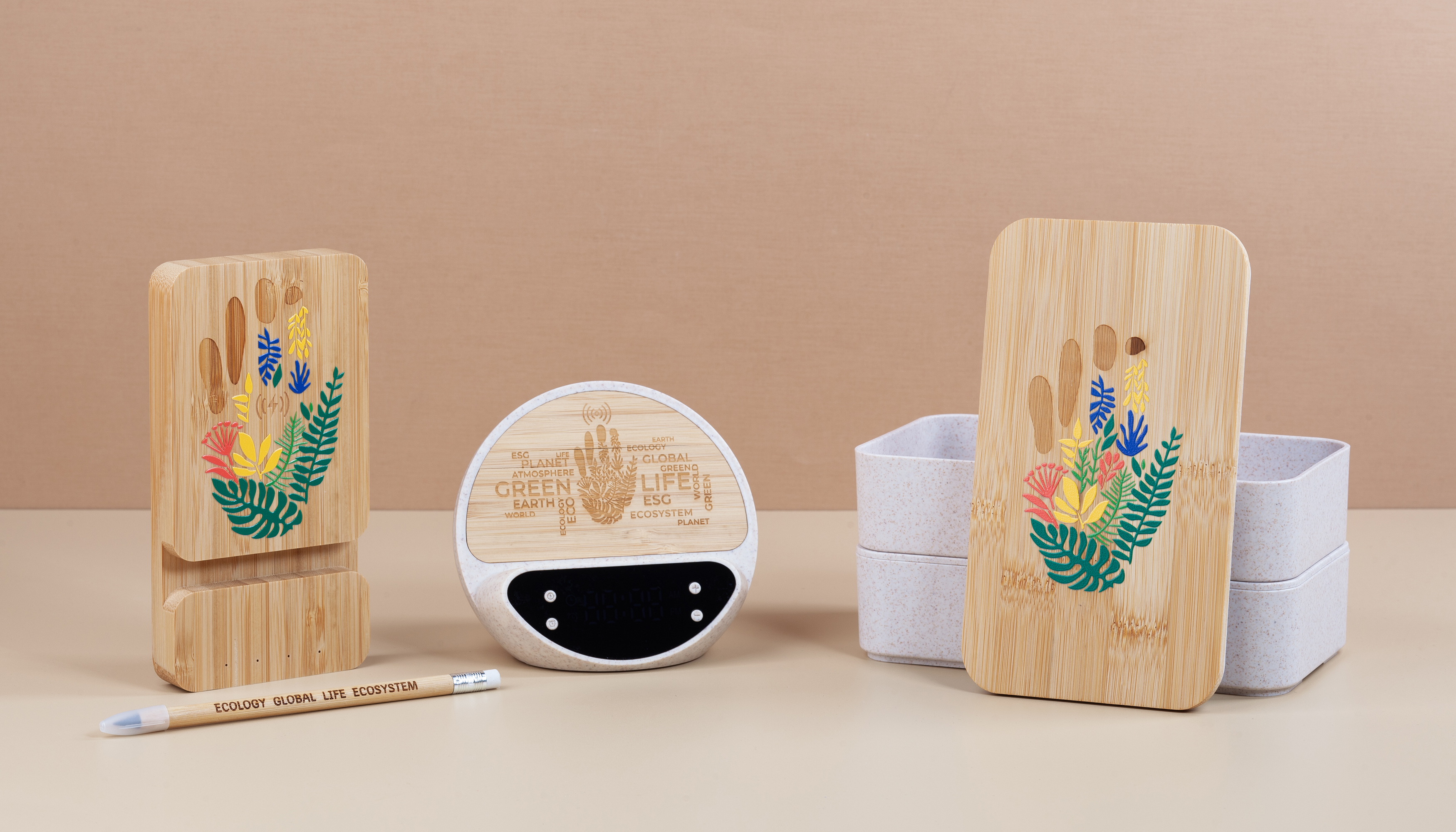 Беспроводное (10W) зарядное устройство "Bamboo Power" 5000 mAh с подставкой под смартфон, бамбук-8