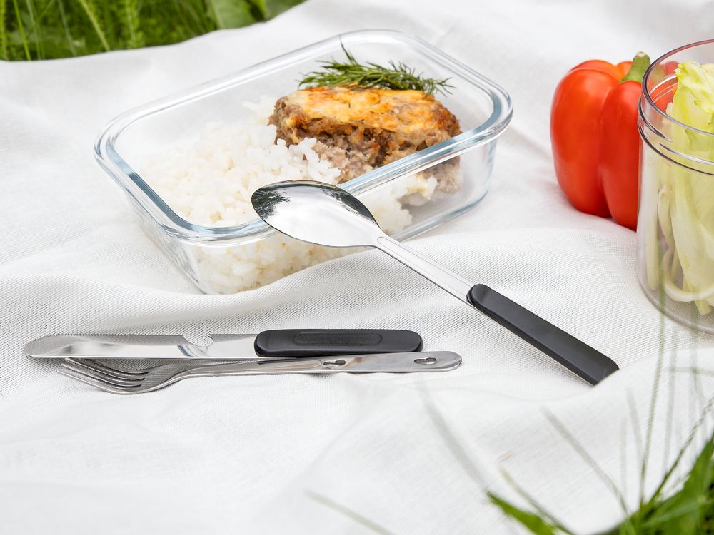 Набор походных столовых приборов Campsite, черный-3