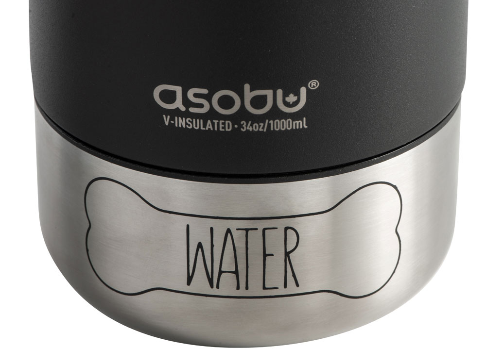 Вакуумный термос Buddy 3-в-1 со съемными мисками для питомцев, 1000 мл, черный-16