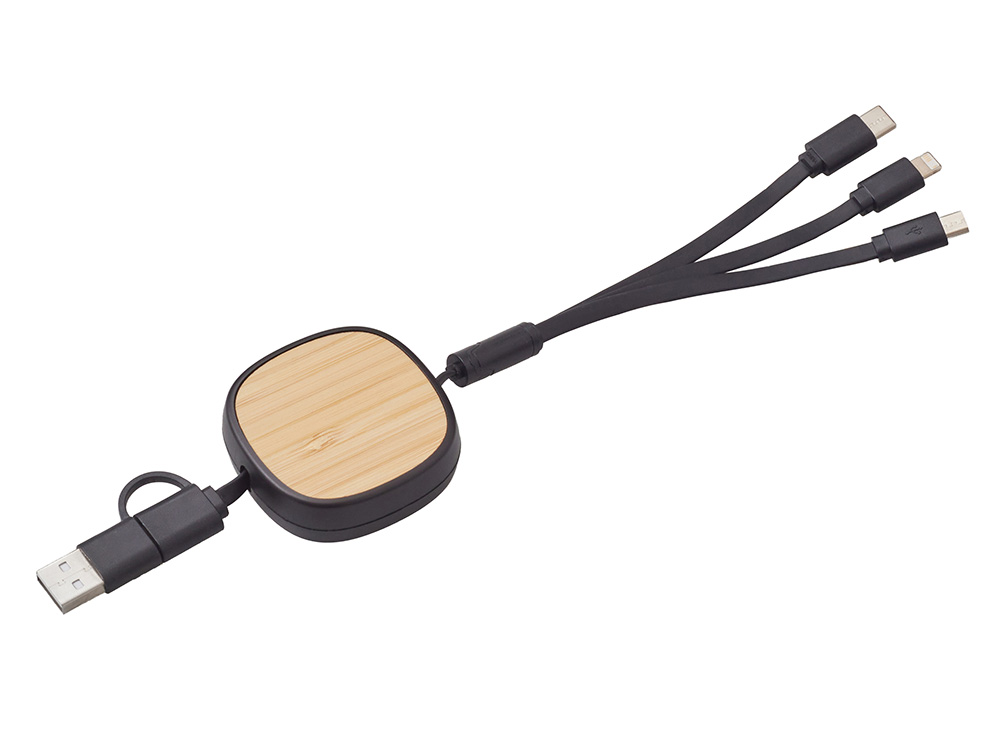 Универсальный кабель с ретрактором 3-в-1 Retrax, черный-1