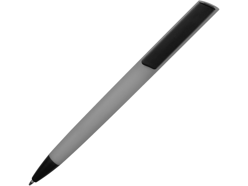 Ручка пластиковая soft-touch шариковая Taper, серый/черный-1