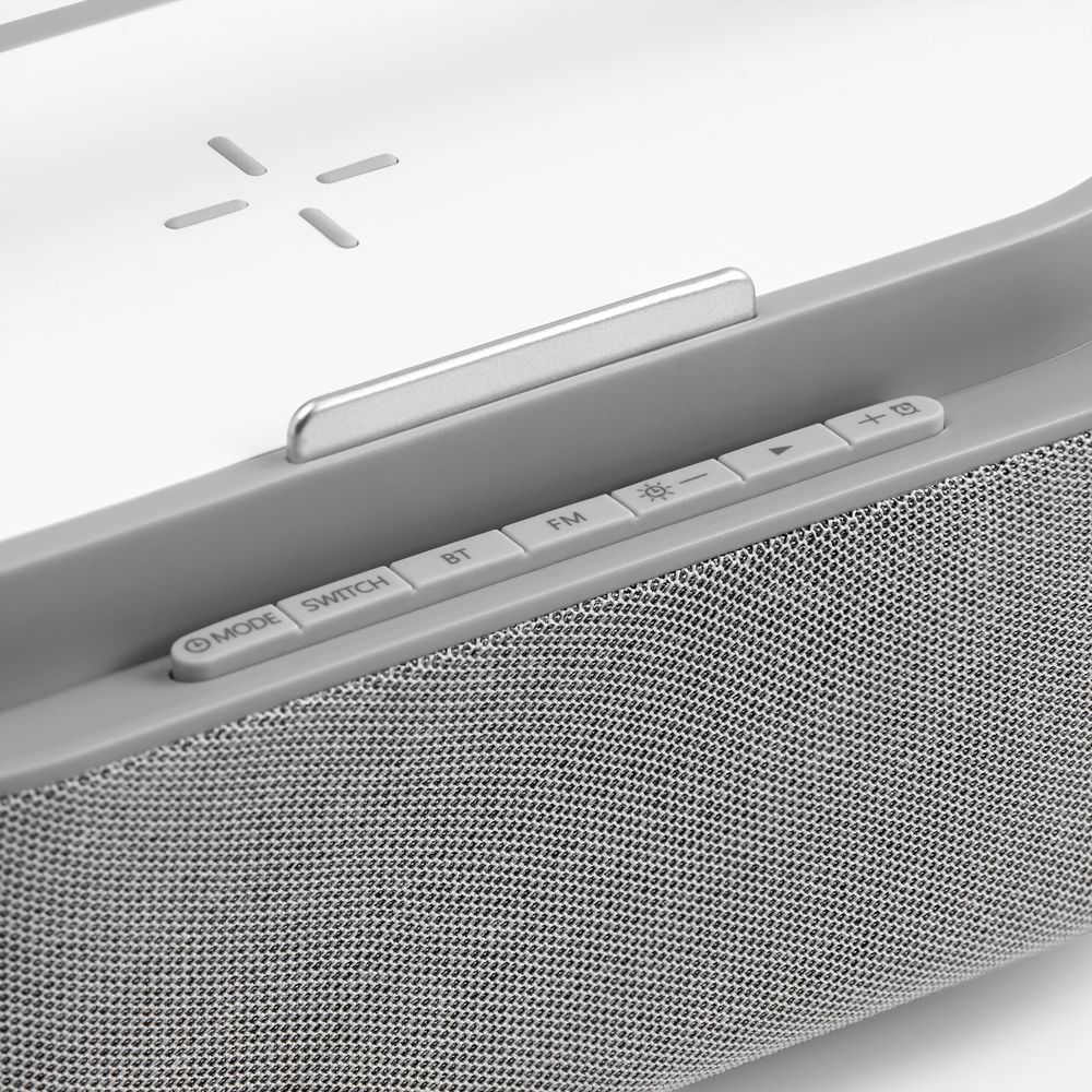 Колонка с часами и беспроводной зарядкой Veske ver.2, серая-3