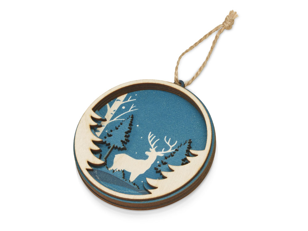 Подвеска деревянная многослойная Рождественская встреча-0