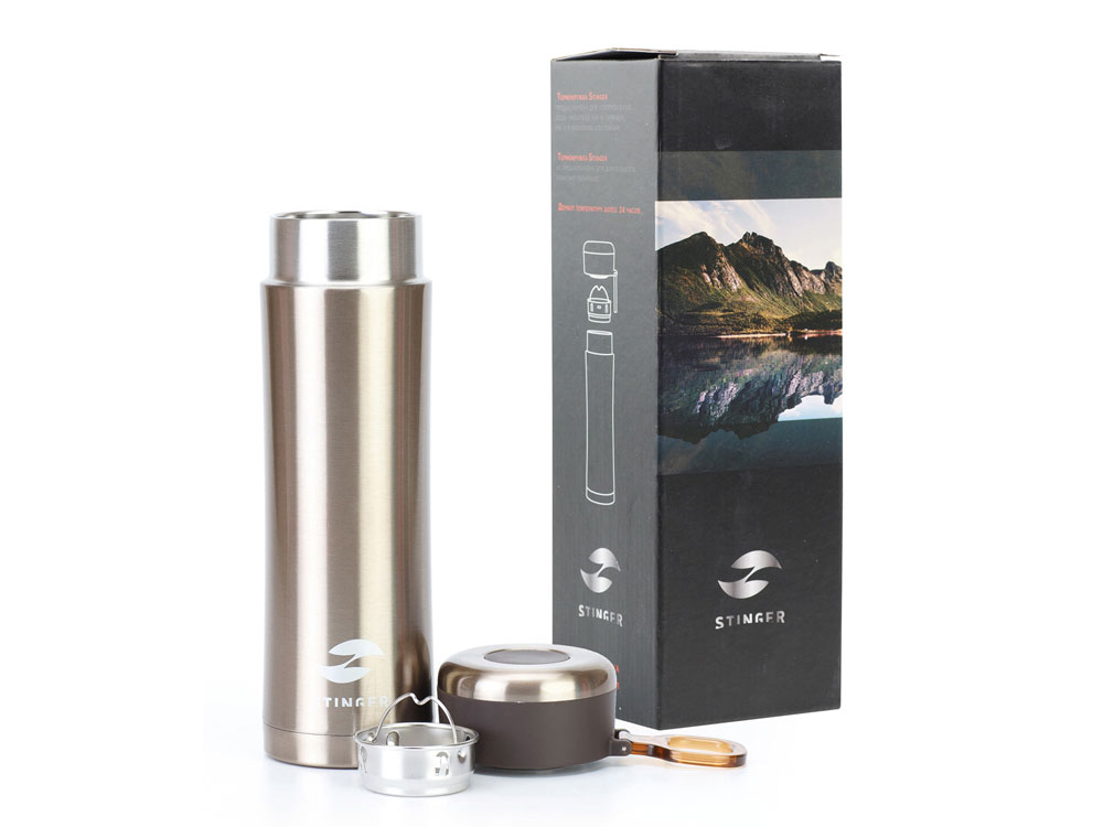 Термокружка Stinger, 0,42 л, сталь/пластик, золотой глянцевый, 7,5 х 6,9 х 22,2 см-5