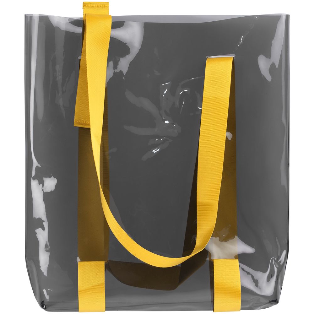 Шопер Clear Fest, прозрачный серый с желтыми ручками-1