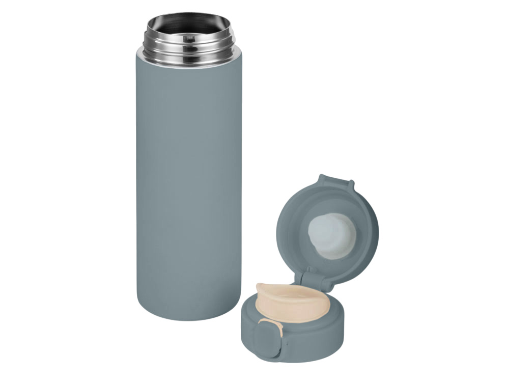 Вакуумная термокружка Waterline c кнопкой Guard, 400 мл, тубус, антрацит-1