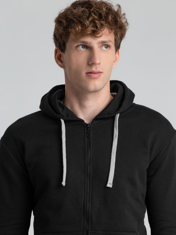 Толстовка на молнии с капюшоном Unit Siverga Heavy, черная-6