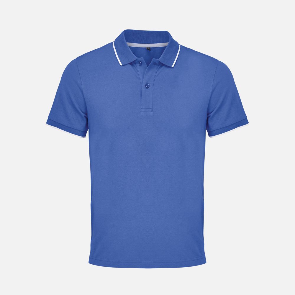 Рубашка поло унисекс Palermo, ярко-синяя с белым-0