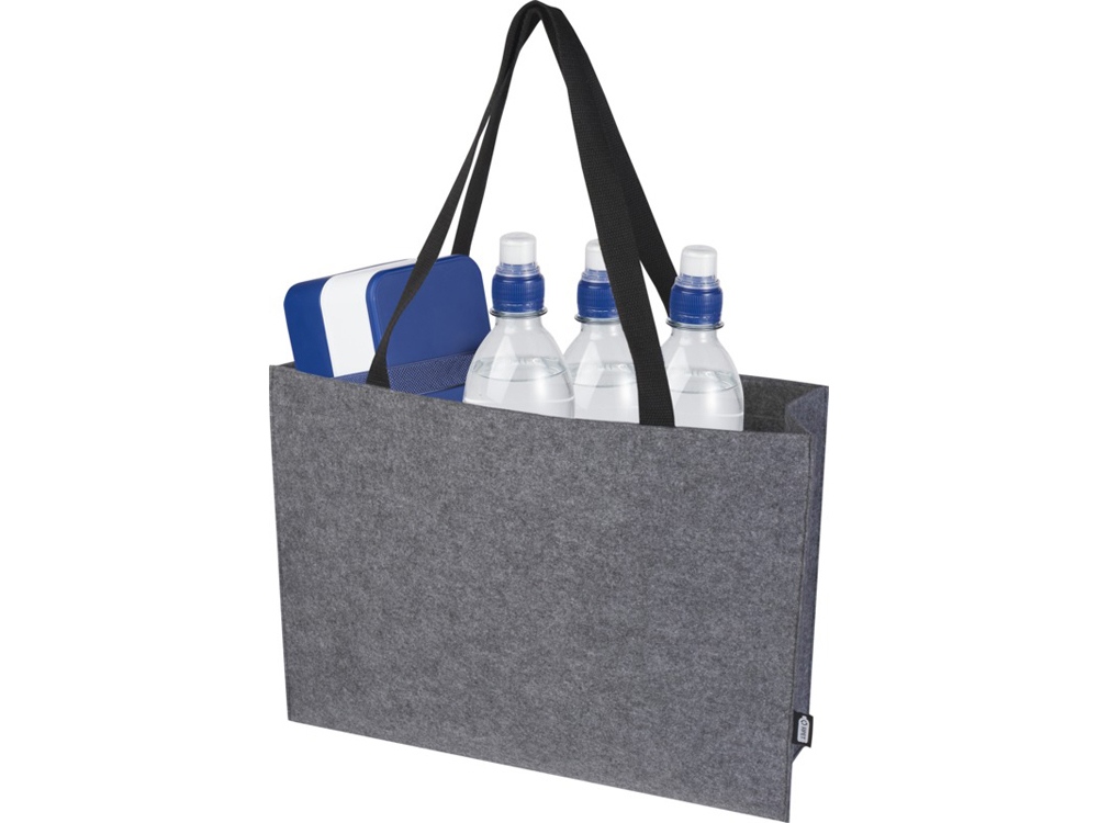 Эко-сумка фетровая Felta с широким дном , серый-3