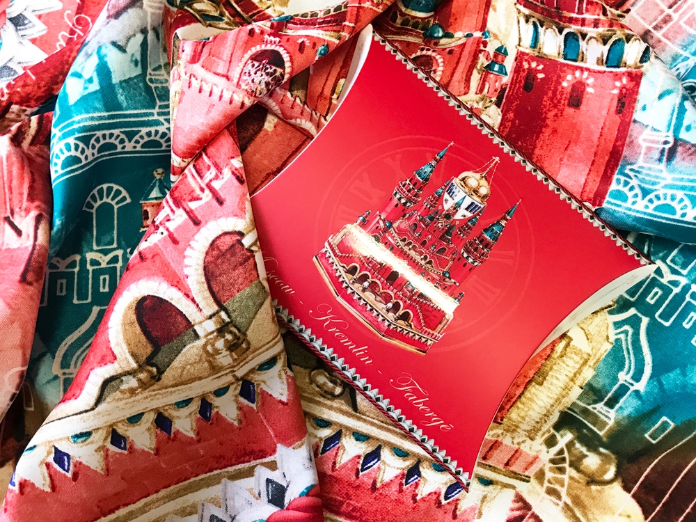 Платок Кремль - Москва - Фаберже-3