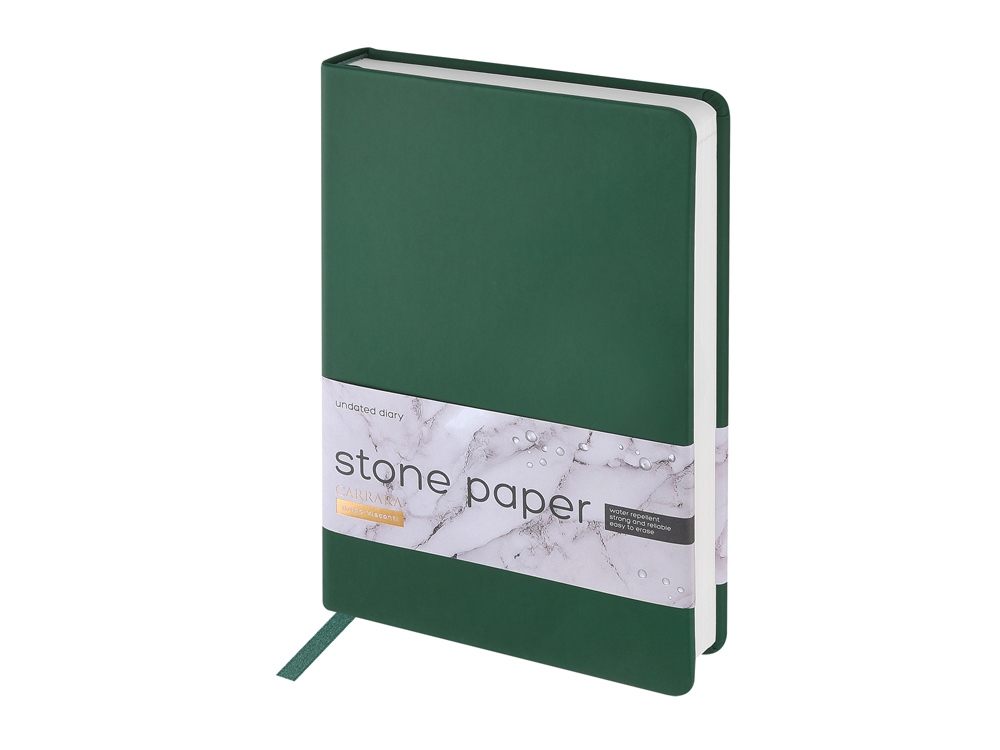 Ежедневник с каменной бумагой недатированный А5 Carrara, зеленый-0